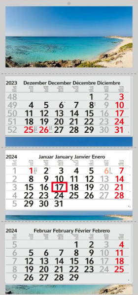 3 Monatskalender 2024 Kalender Elafonisi Strand Motiv Fotokalender Traumstrand ohne Werbung Wandkalender Mehrblockkalender Motivkalender