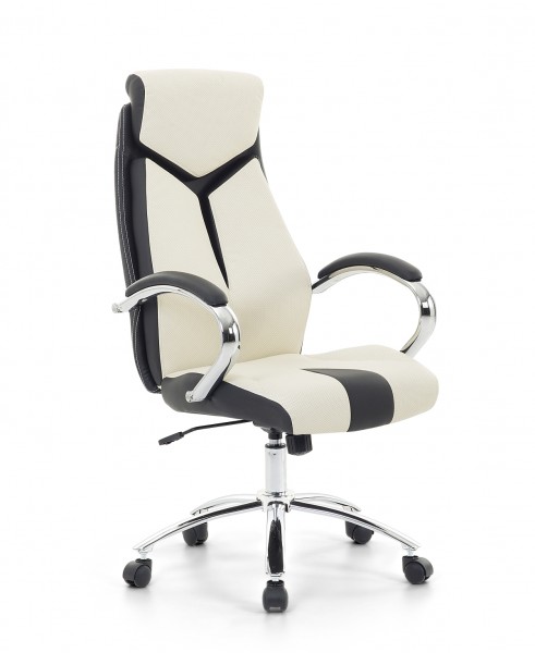 Designer Chefsessel Racing Bürosessel "Formula" Farbe creme weiss / schwarz Bürostuhl Computersessel