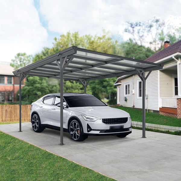 Aluminum carport München with flat roof 5 x 3 m for car motorcycle trailer boat canopy dark gray anthracite stable roof cheap