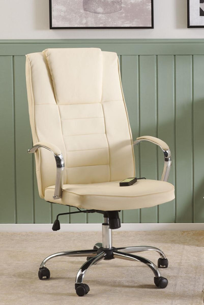 Leder Chefsessel Massagesessel San Diego beige Bürostuhl mit Massage und Heizung bequemer Ledersessel günstig