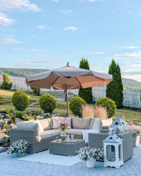 Rattan garden furniture set „Selina“ rattan lounge for garden terrace balcony couch rattanlounge grey taupe