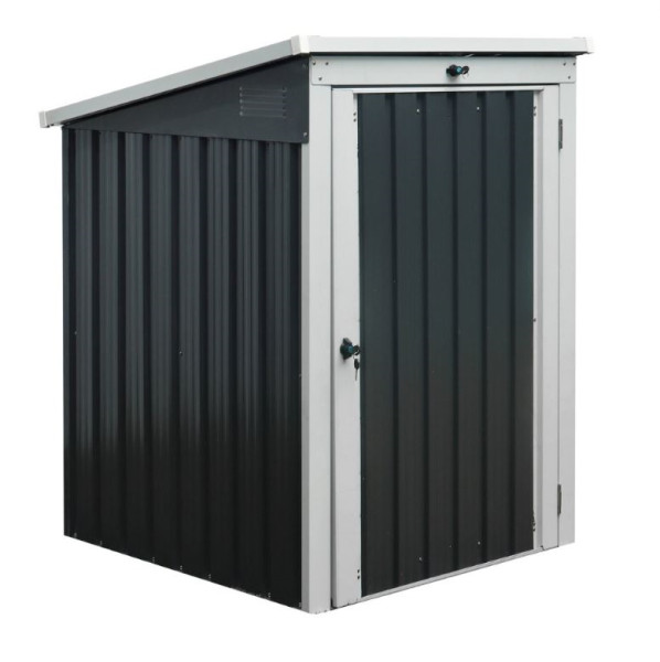 1er Mülltonnenverkleidung Mülltonnenbox Bremen für 1x 240 Liter / 1x 120 Liter Mülltonnen Geräteschuppen grau anthrazit Box Stahlbox Geräte Werkzeug