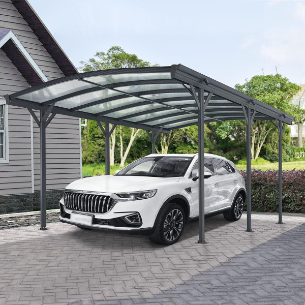 Aluminum carport München with arched roof 5 x 3 m for car motorcycle trailer boat canopy dark gray anthracite stable roof cheap