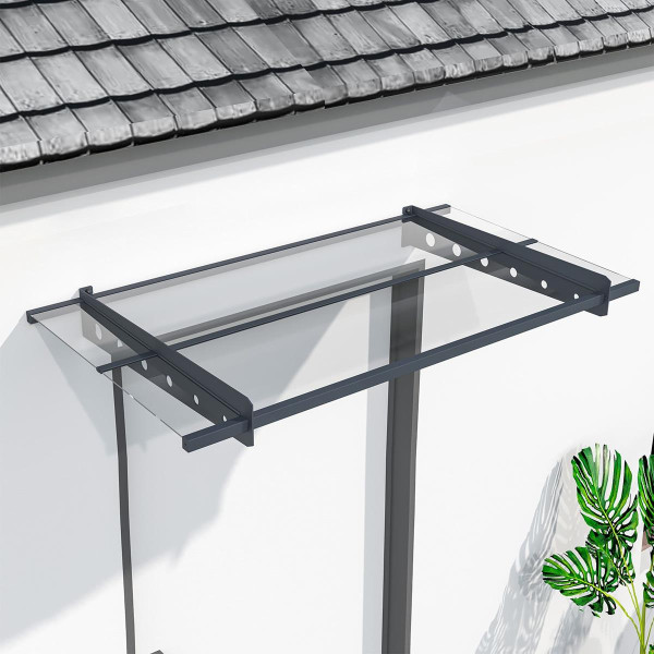 Canopy Malaga for front door dark gray anthracite 100x80, 120x80 or 140x80 cm stable pent roof with acrylic glass aluminum steel