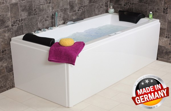 Whirlpool Badewanne Relax Profi mit 22 / 24 Massage Düsen + Heizung + Ozon + LED Beleuchtung + 7 Größen wählbar für 2 Personen