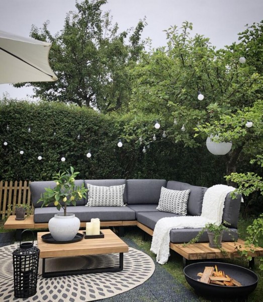 Massivholz Lounge Gartenmöbel Set "Malaga" Akazie braun grau XXL Sitzgruppe Gartenlounge Sofa für Garten Terrasse Balkon Loungemöbel