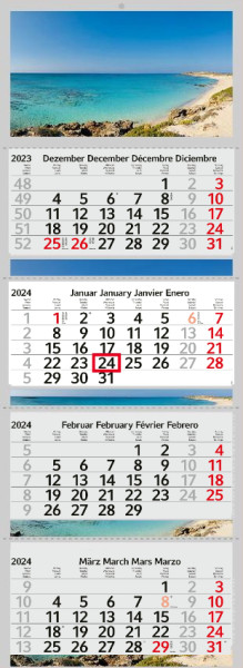 4 Monatskalender 2024 Kalender Elafonisi Strand Motiv Fotokalender Traumstrand ohne Werbung Wandkalender Mehrblockkalender Motivkalender