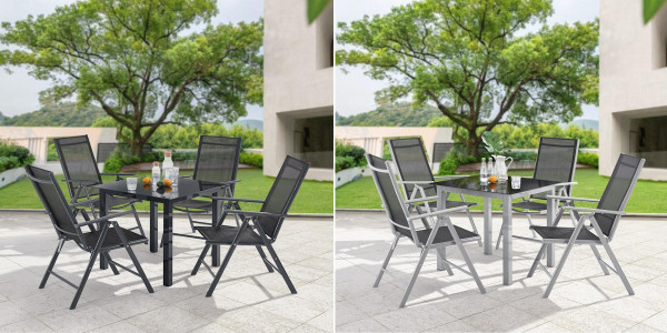 Aluminum garden furniture set Monaco seating group dark gray or silver table with 4 chairs for 4 people terrace garden balcony