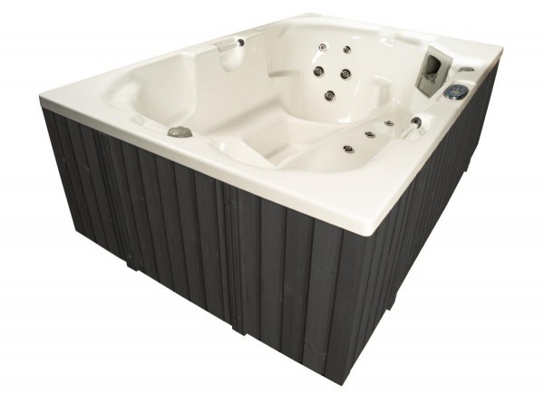 Outdoor Whirlpool Hot Tub Spa Monaco MADE IN GERMANY 210x140 cm weiss + anthrazit mit 24 Massage Düsen Heizung Ozon für 3 Personen