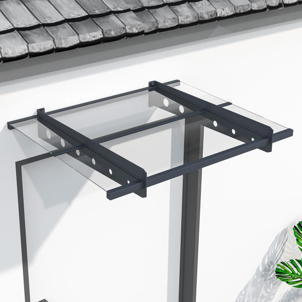 Canopy Malaga for front door dark gray anthracite 100x80, 120x80 or 140x80 cm stable pent roof with acrylic glass aluminum steel