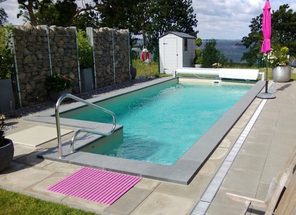 Plug & Play skimmer pool complete pool with stairs + technology shaft swimming pool spa cheap 500x300, 700x350 or 800x350 cm