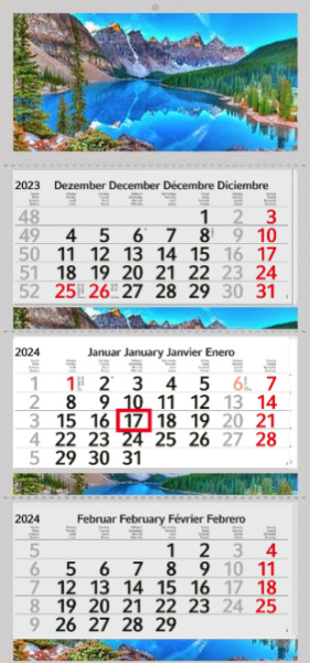 3 month calendar 2024 motif Photo calendar Mountains &amp; Lake Canada without advertising Wall Multi-block calendar