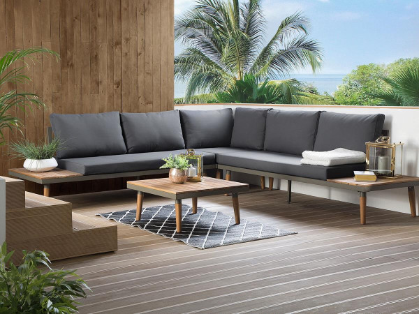 Solid wood lounge garden furniture set "Cordoba" with acacia wood brown + gray XXL seating group garden sofa for garden terrace balcony lounge furniture