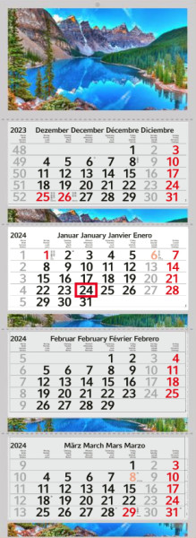 4 month calendar 2024 motif Photo calendar Mountains &amp; Lake Canada without advertising Wall Multi-block calendar