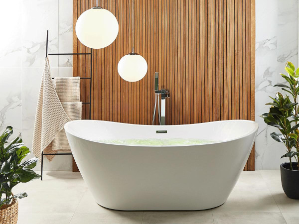 Freistehende Whirlpool Badewanne Orlando 168x80 oder 181x85 cm mit 8 Massage Düsen mit LED Luxus Spa für Bad günstig