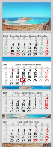 4 month calendar 2024 motif Photo calendar Dream beach Balos without advertising Wall Multi-block calendar