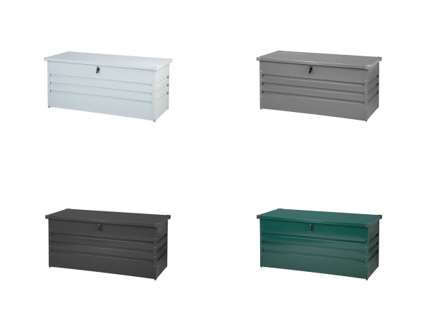 Outdoor steel box 132 cm pillow box 400 liter topper box white gray anthracite green storage box for pillows upholstery tools