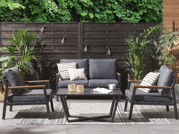 Aluminum lounge garden furniture set "Daytona" black + gray seating group garden sofa chair for garden terrace balcony lounge furniture