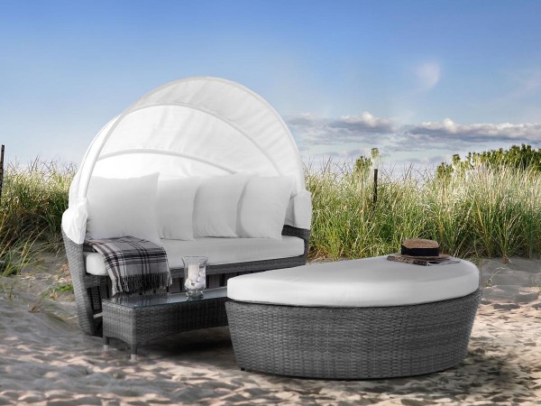 Rattan beach basket "St. Tropez Delúxe" beach shell garden for garden terrace balcony furniture lounge for terrace seating sofa GREY