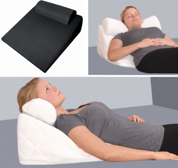 Gel / Gelschaum Keilkissen Reflux Erhöhungskeil Lesekissen Refluxkissen weiß oder schwarz Kopfkissen mit Nackenrolle H1 soft / weich