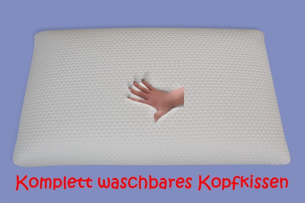 NEU: Komplett waschbares Gel Gelschaum Kopfkissen Clean Memory Foam 80 x 40 x 12 cm waschbar