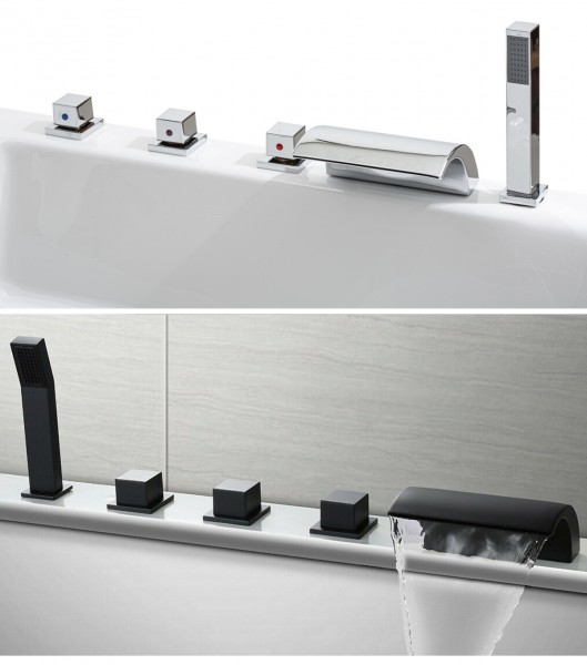 Wannenrand Armaturen aus Messing für Badewanne und Whirlpool verchromt oder schwarz matt rechts / links montierbar Wannenrandarmaturen Badarmaturen günstig