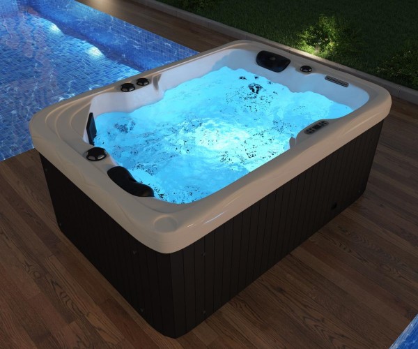 Outdoor Whirlpool Hot Tub Spa Luzern 195x135 cm mit 41 Massage Düsen + Heizung + Ozon Desinfektion für 2 Personen