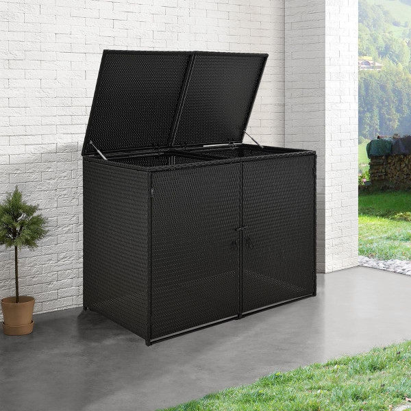 XL 2er garbage can cladding rattan box Miami for 120 liter garbage cans tool shed anthracite equipment tools